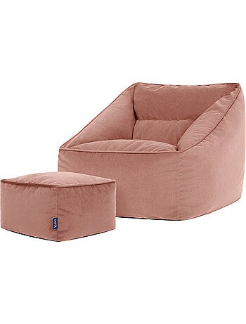 Pouf poltrona da salotto natalia con poggiapiedi quadrato in velluto opaco - icon