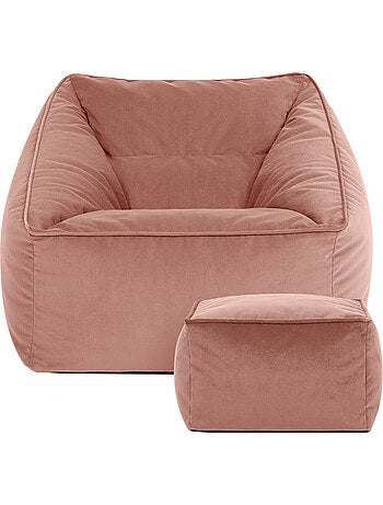Pouf poltrona da salotto natalia con poggiapiedi quadrato in velluto opaco - icon