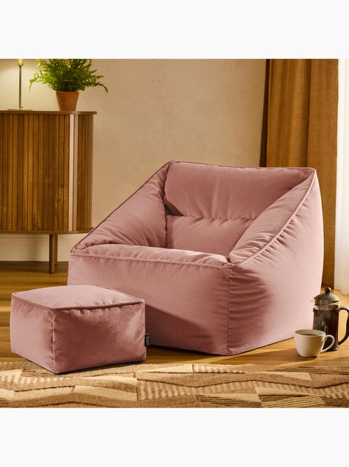 Pouf poltrona da salotto natalia con poggiapiedi quadrato in velluto opaco - icon - Kiabi