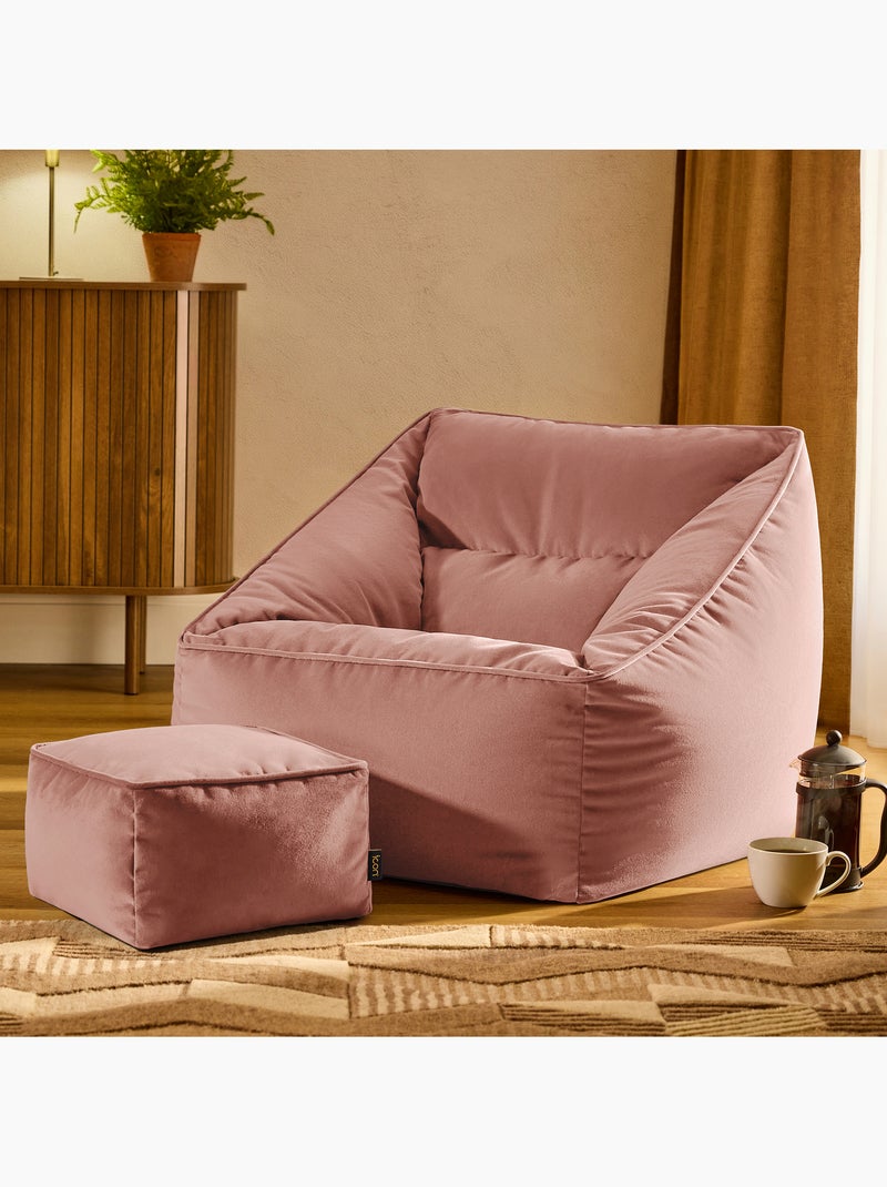 Pouf poltrona da salotto natalia con poggiapiedi quadrato in velluto opaco - icon Rosa chiaro - Kiabi