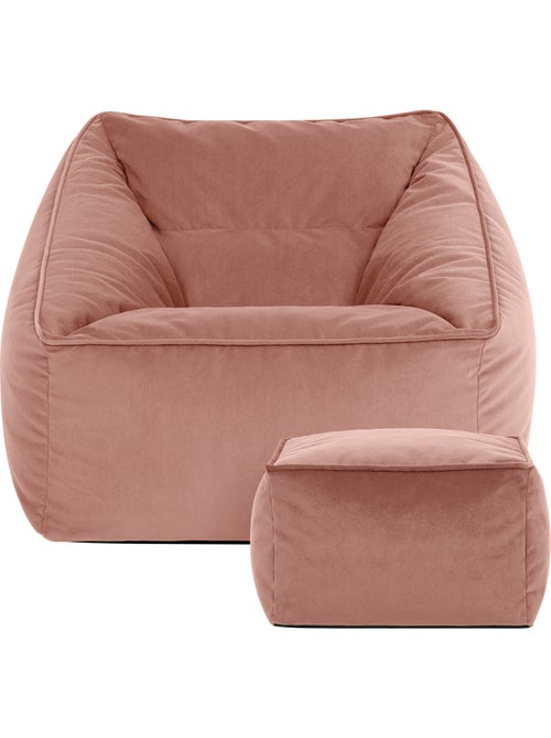 Pouf poltrona da salotto natalia con poggiapiedi quadrato in velluto opaco - icon - Kiabi