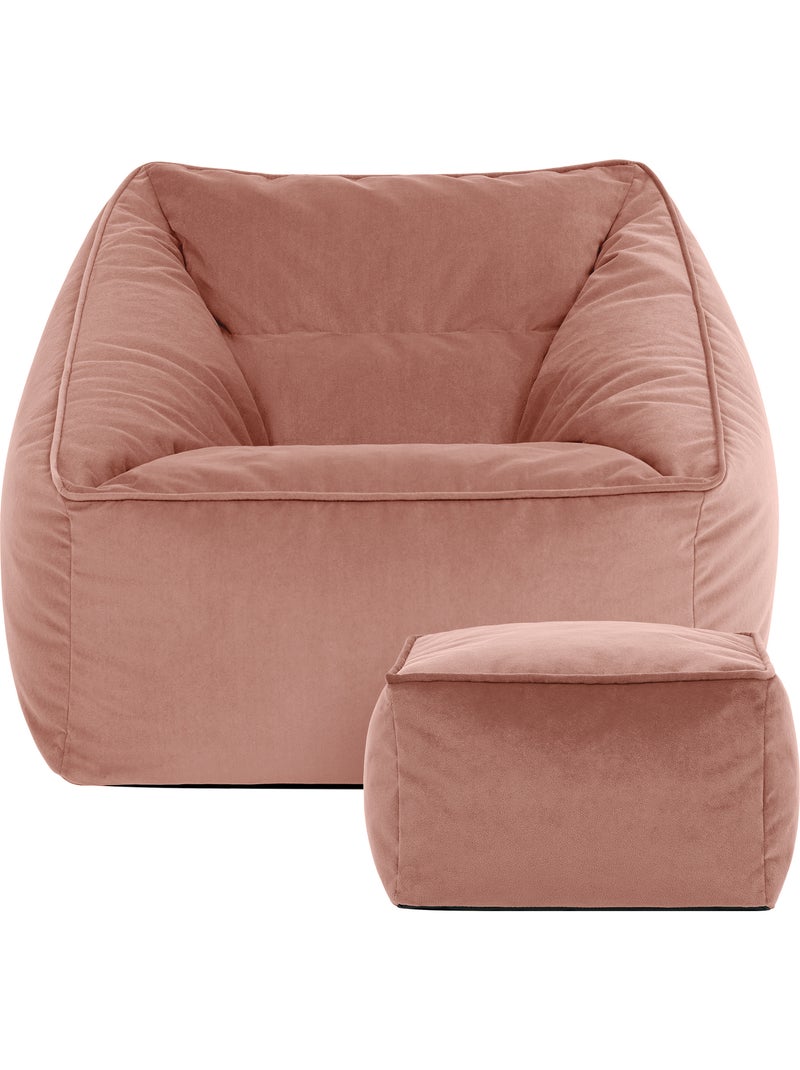 Pouf poltrona da salotto natalia con poggiapiedi quadrato in velluto opaco - icon Rosa chiaro - Kiabi