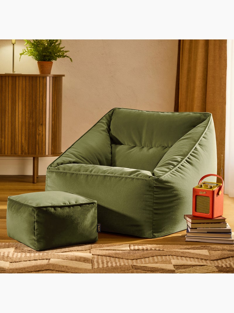 Pouf poltrona da salotto natalia con poggiapiedi quadrato in velluto opaco - icon Verde oliva - Kiabi