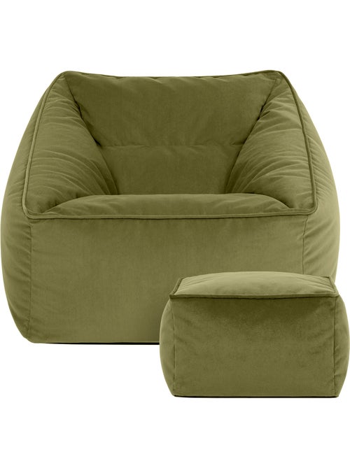 Pouf poltrona da salotto natalia con poggiapiedi quadrato in velluto opaco - icon - Kiabi