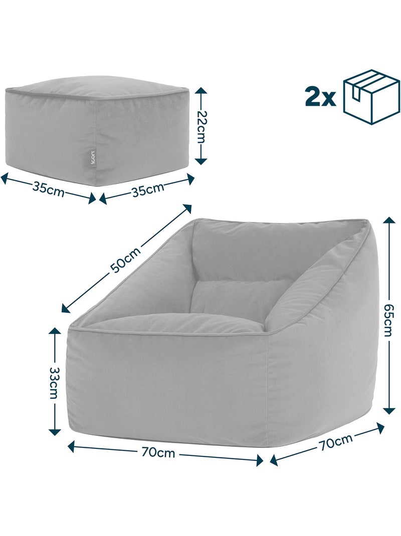Pouf poltrona da salotto natalia con poggiapiedi quadrato in velluto opaco - icon Verde oliva - Kiabi