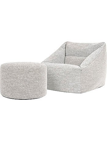 Pouf poltrona da salotto natalia con poggiapiedi rotondo milano in tessuto intrecciato - icon