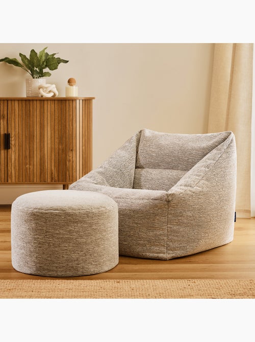 Pouf poltrona da salotto natalia con poggiapiedi rotondo milano in tessuto intrecciato - icon - Kiabi