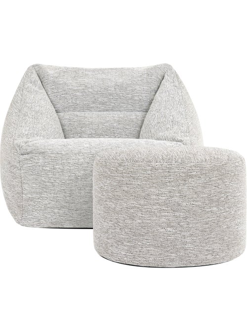 Pouf poltrona da salotto natalia con poggiapiedi rotondo milano in tessuto intrecciato - icon - Kiabi