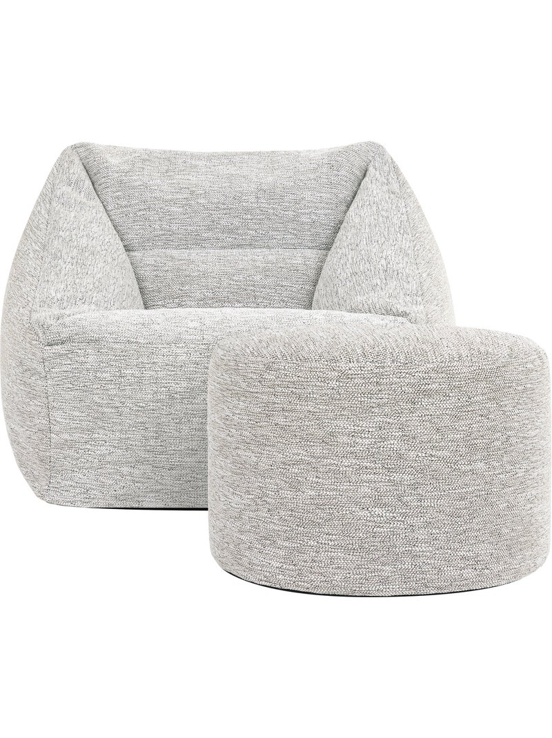 Pouf poltrona da salotto natalia con poggiapiedi rotondo milano in tessuto intrecciato - icon Beige mélange - Kiabi