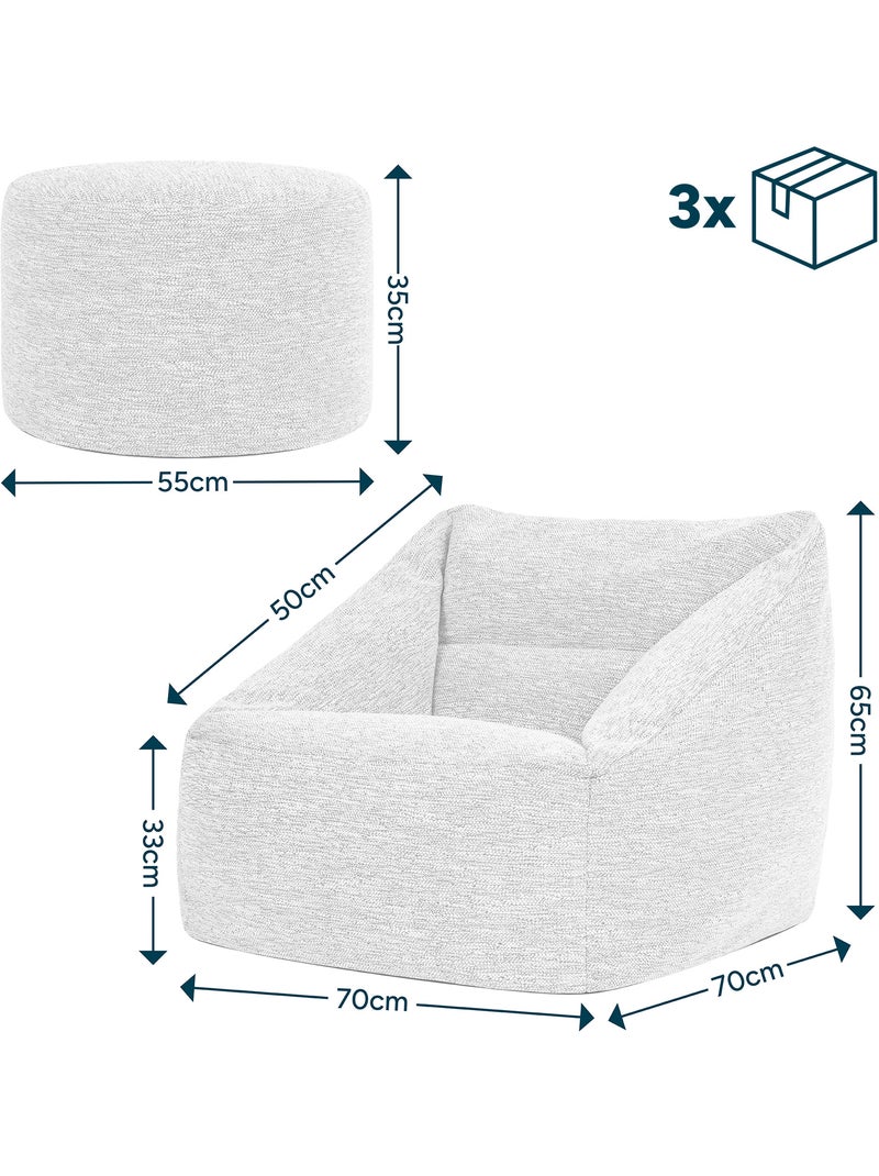 Pouf poltrona da salotto natalia con poggiapiedi rotondo milano in tessuto intrecciato - icon Beige mélange - Kiabi