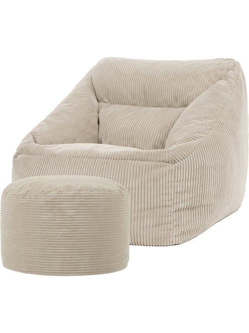 Pouf poltrona da salotto natalia con poggiapiedi rotondo milano in velluto a coste - icon - Kiabi
