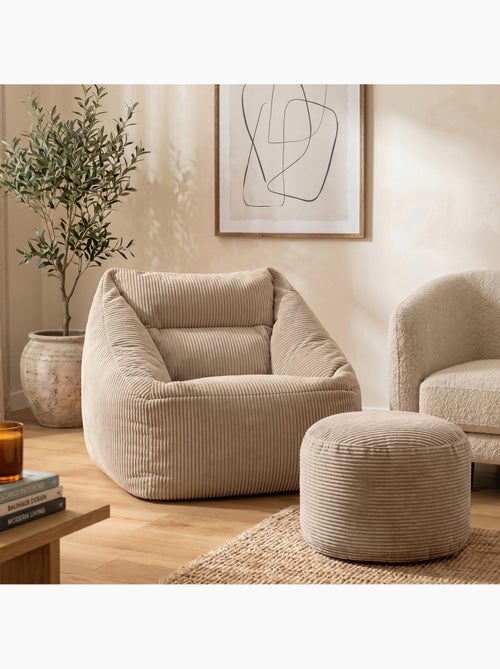 Pouf poltrona da salotto natalia con poggiapiedi rotondo milano in velluto a coste - icon - Kiabi