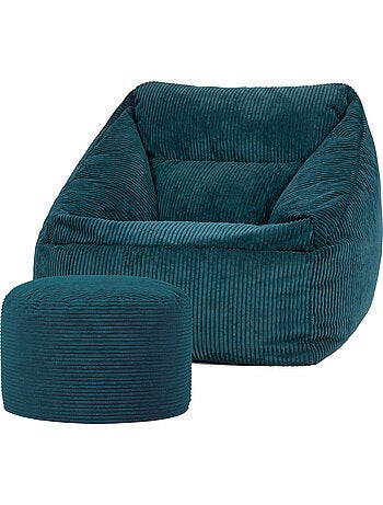 Pouf poltrona da salotto natalia con poggiapiedi rotondo milano in velluto a coste - icon