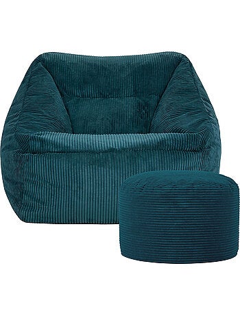 Pouf poltrona da salotto natalia con poggiapiedi rotondo milano in velluto a coste - icon