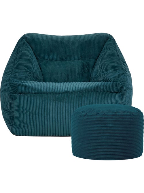 Pouf poltrona da salotto natalia con poggiapiedi rotondo milano in velluto a coste - icon - Kiabi