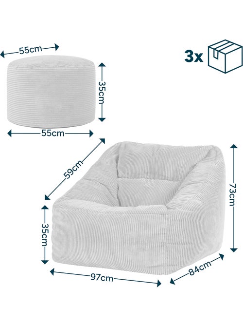 Pouf poltrona da salotto natalia con poggiapiedi rotondo milano in velluto a coste - icon - Kiabi