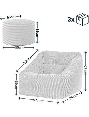 Pouf poltrona da salotto natalia con poggiapiedi rotondo milano in velluto a coste - icon