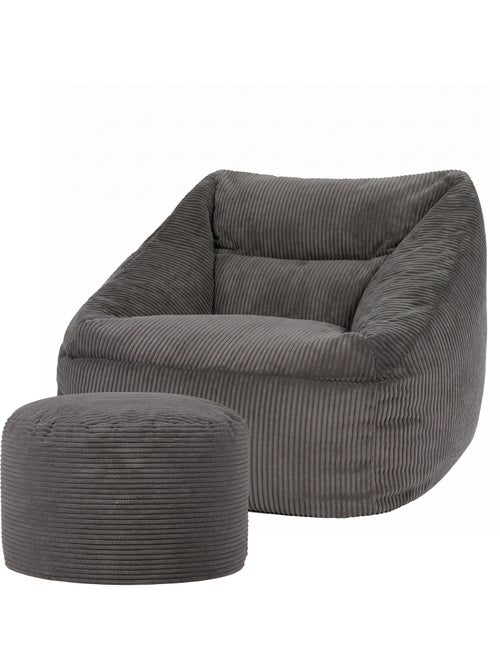 Pouf poltrona da salotto natalia con poggiapiedi rotondo milano in velluto a coste - icon - Kiabi