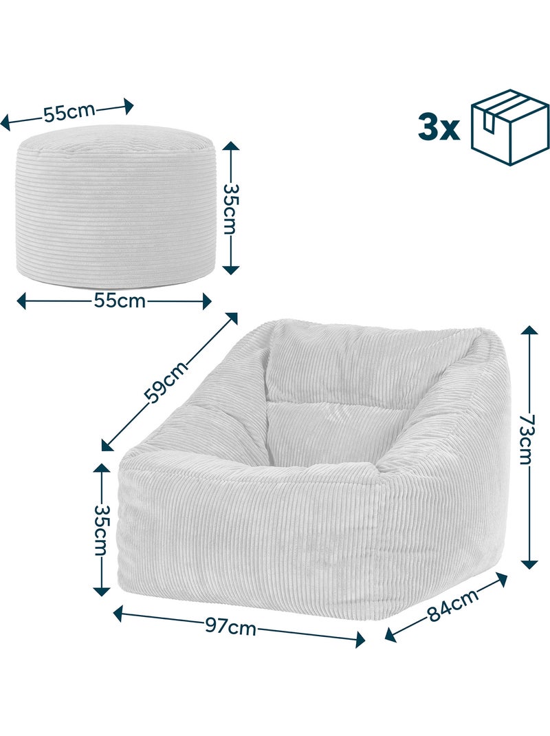 Pouf poltrona da salotto natalia con poggiapiedi rotondo milano in velluto a coste - icon Grigio antracite - Kiabi