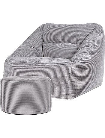 Pouf poltrona da salotto natalia con poggiapiedi rotondo milano in velluto a coste - icon