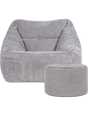 Pouf poltrona da salotto natalia con poggiapiedi rotondo milano in velluto a coste - icon