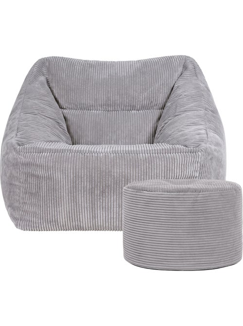 Pouf poltrona da salotto natalia con poggiapiedi rotondo milano in velluto a coste - icon - Kiabi