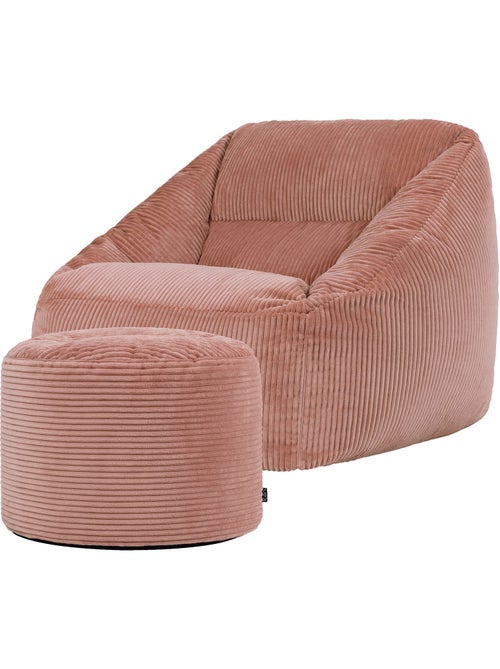 Pouf poltrona da salotto natalia con poggiapiedi rotondo milano in velluto a coste - icon - Kiabi