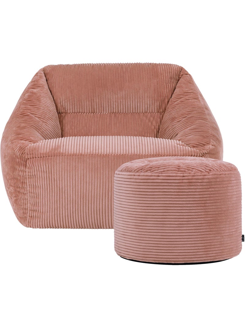 Pouf poltrona da salotto natalia con poggiapiedi rotondo milano in velluto a coste - icon Rosa chiaro - Kiabi