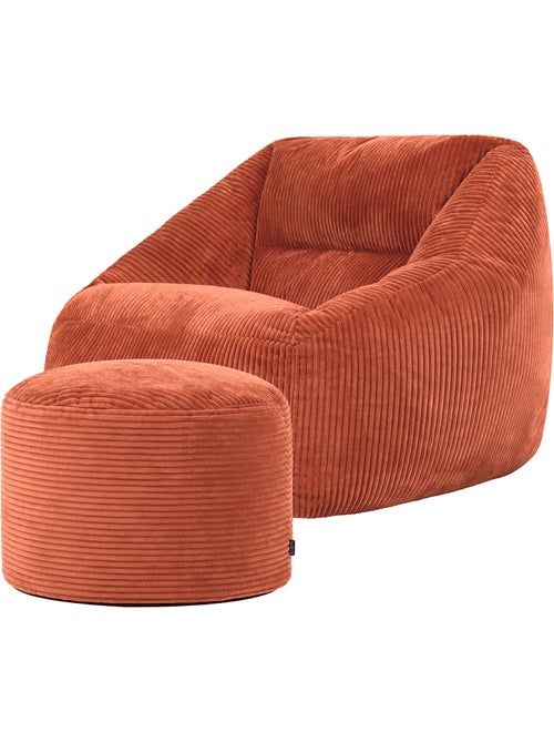 Pouf poltrona da salotto natalia con poggiapiedi rotondo milano in velluto a coste - icon - Kiabi