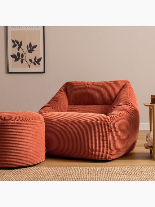 Pouf poltrona da salotto natalia con poggiapiedi rotondo milano in velluto a coste - icon - Kiabi