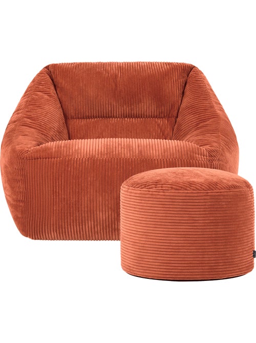 Pouf poltrona da salotto natalia con poggiapiedi rotondo milano in velluto a coste - icon - Kiabi