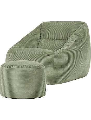 Pouf poltrona da salotto natalia con poggiapiedi rotondo milano in velluto a coste - icon