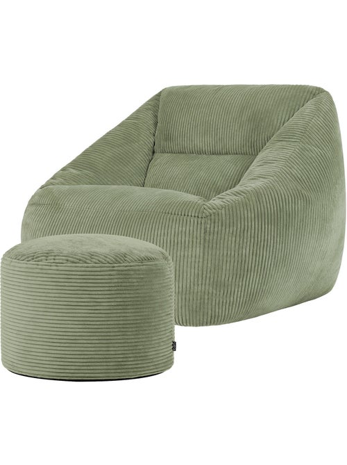 Pouf poltrona da salotto natalia con poggiapiedi rotondo milano in velluto a coste - icon - Kiabi