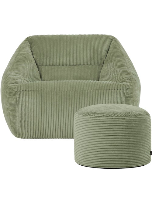 Pouf poltrona da salotto natalia con poggiapiedi rotondo milano in velluto a coste - icon - Kiabi