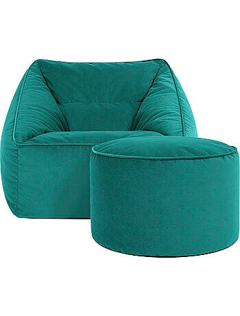 Pouf poltrona da salotto natalia con poggiapiedi rotondo milano in velluto opaco - icon