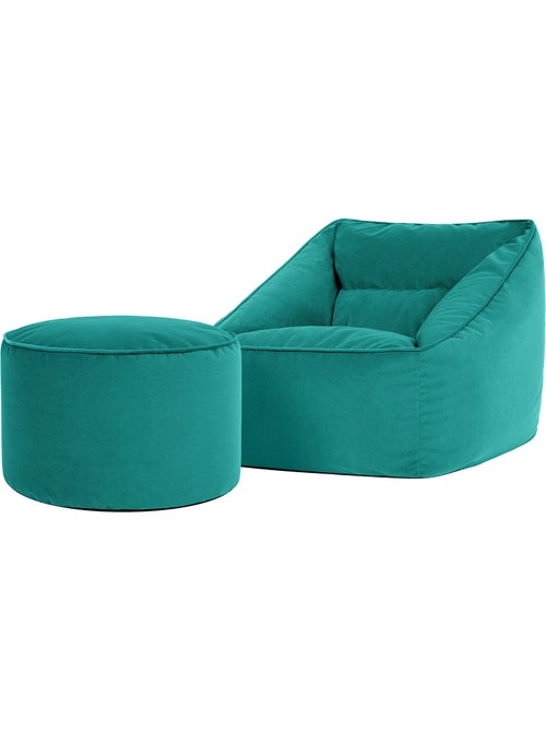 Pouf poltrona da salotto natalia con poggiapiedi rotondo milano in velluto opaco - icon - Kiabi