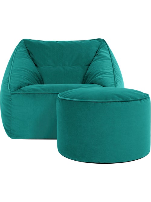 Pouf poltrona da salotto natalia con poggiapiedi rotondo milano in velluto opaco - icon - Kiabi