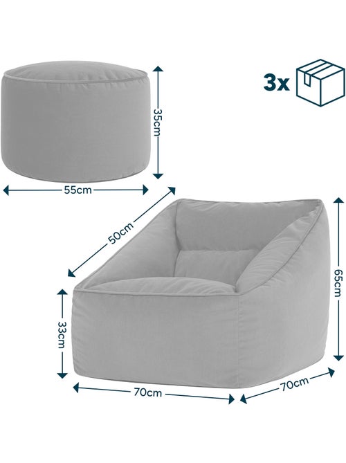 Pouf poltrona da salotto natalia con poggiapiedi rotondo milano in velluto opaco - icon - Kiabi