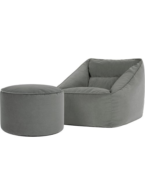 Pouf poltrona da salotto natalia con poggiapiedi rotondo milano in velluto opaco - icon - Kiabi