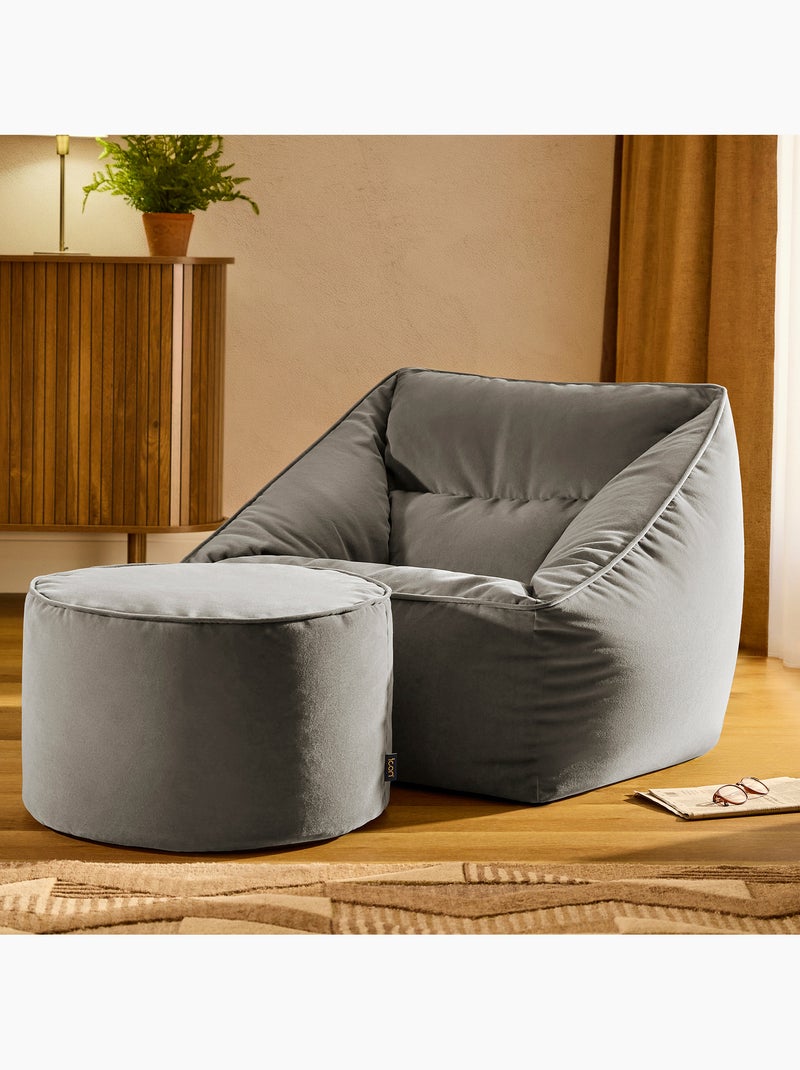 Pouf poltrona da salotto natalia con poggiapiedi rotondo milano in velluto opaco - icon Grigio antracite - Kiabi
