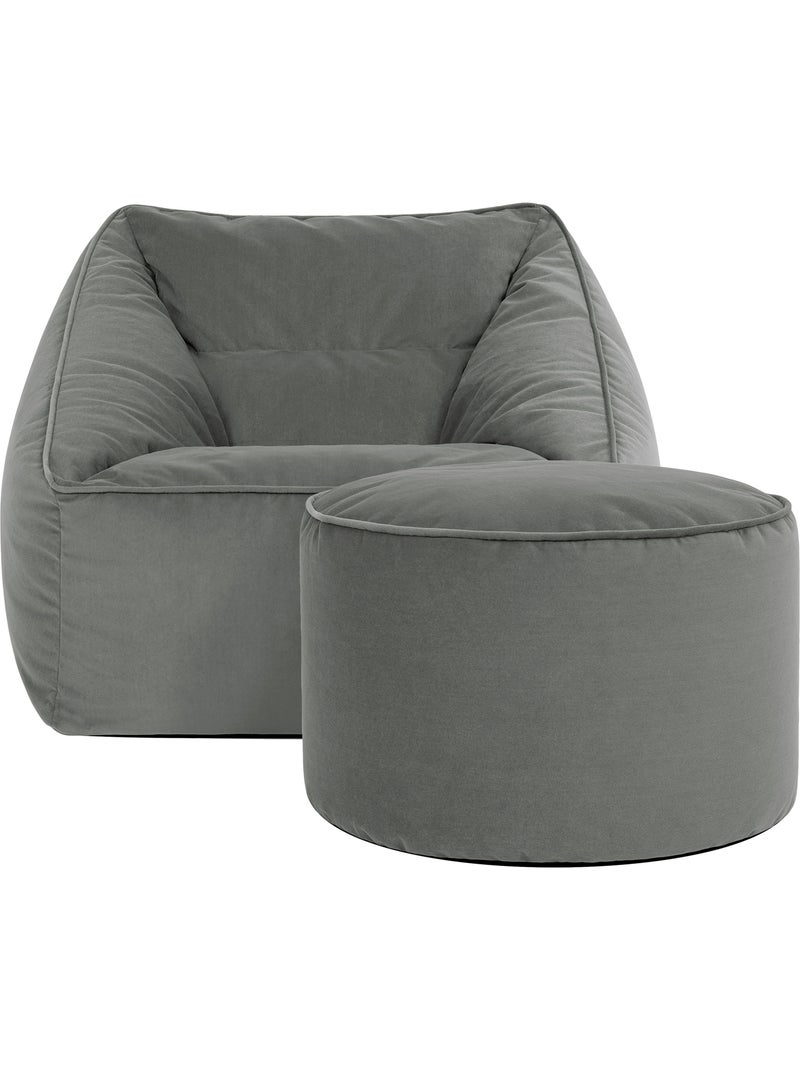 Pouf poltrona da salotto natalia con poggiapiedi rotondo milano in velluto opaco - icon Grigio antracite - Kiabi