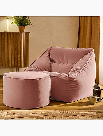 Pouf poltrona da salotto natalia con poggiapiedi rotondo milano in velluto opaco - icon