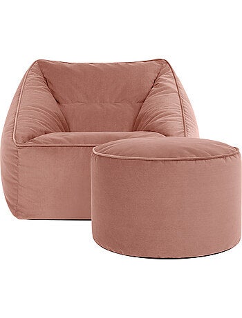 Pouf poltrona da salotto natalia con poggiapiedi rotondo milano in velluto opaco - icon