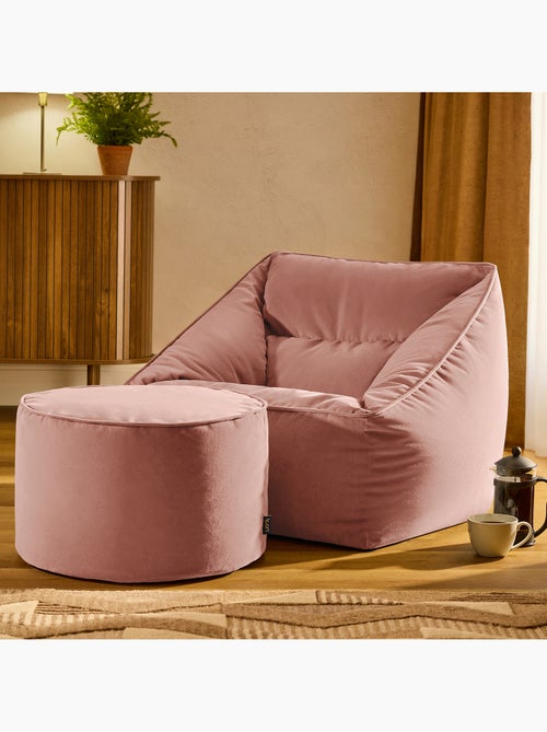 Pouf poltrona da salotto natalia con poggiapiedi rotondo milano in velluto opaco - icon - Kiabi