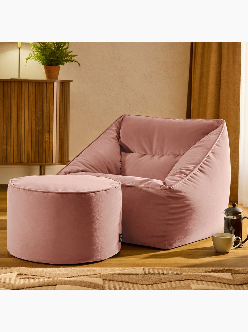 Pouf poltrona da salotto natalia con poggiapiedi rotondo milano in velluto opaco - icon Rosa chiaro - Kiabi