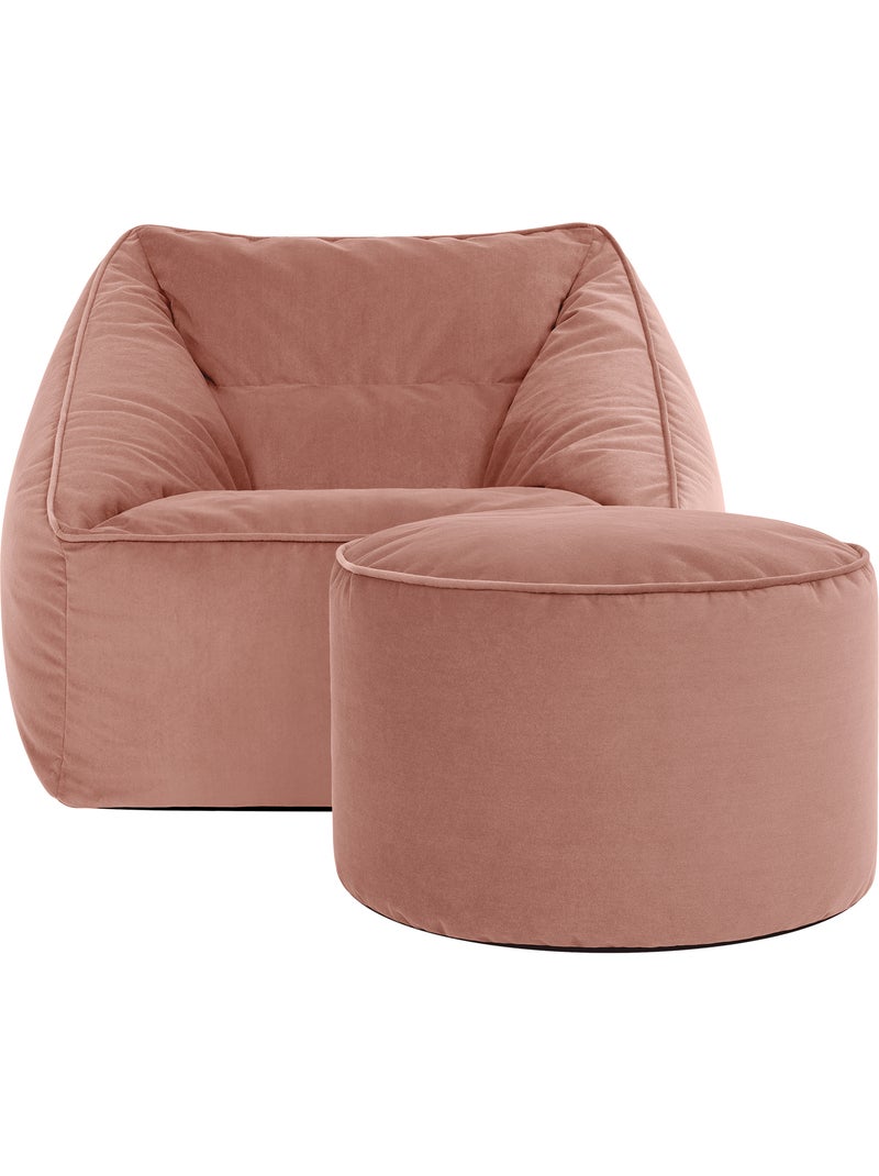 Pouf poltrona da salotto natalia con poggiapiedi rotondo milano in velluto opaco - icon Rosa chiaro - Kiabi