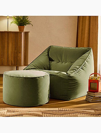 Pouf poltrona da salotto natalia con poggiapiedi rotondo milano in velluto opaco - icon