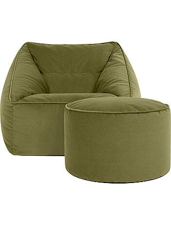 Pouf poltrona da salotto natalia con poggiapiedi rotondo milano in velluto opaco - icon