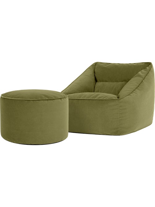 Pouf poltrona da salotto natalia con poggiapiedi rotondo milano in velluto opaco - icon - Kiabi