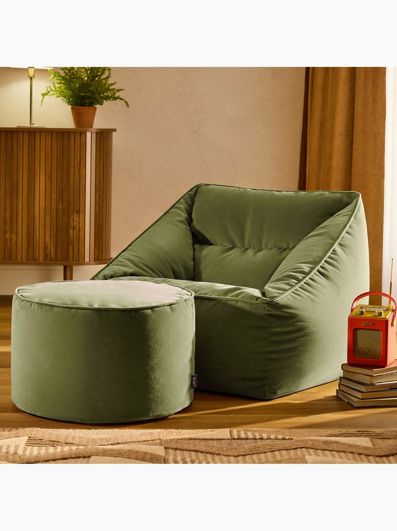 Pouf poltrona da salotto natalia con poggiapiedi rotondo milano in velluto opaco - icon Verde oliva - Kiabi